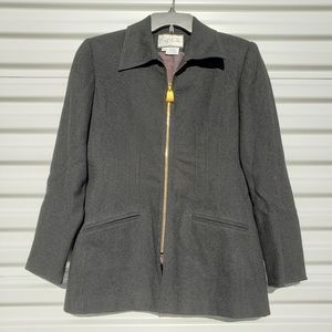 Mary McFadden gorgeous long wool blazer w zippers